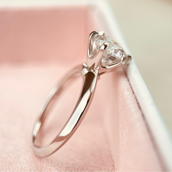 Jewelry - 2ctw Moissanite Solitaire Six Prongs Engagement Ring 18K Plated S925